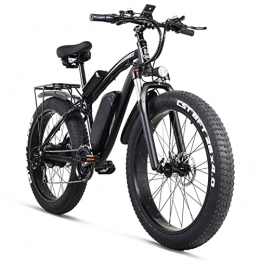 bzguld Bike Electric bike 24.8 MPH Electric Bike for Adults 26 inch Fat Tire Bicycle 1000w 48V 17AH Removable Lithium Battery, 21 Speed Aluminum Alloy Electric Mountain Bicycle with Rear Seat ( Color : Black )