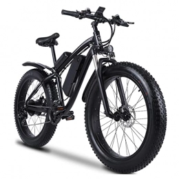 bzguld Bike Electric bike 26 ”Fat Tire Electric Bike 1000W Electric Mountain Bike 48V 17Ah Removable Lithium Battery 24.8MPH Bike Powerful Ebike for Cycling Enthusiasts (Color : Black, Number of speeds : 21)