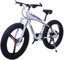 CASTOR Bike Electric Bike 26 Inch 21 / 24 / 27 Speed Electric Mountain Bikes With 4.0" Fat Snow Bicycles Dual Disc Brakes Brakes Beach Cruiser Men Sports Ebikes (Color : 10Ah, Size : White)