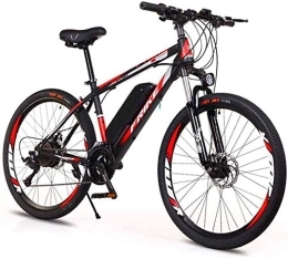 RDJM Bike Electric Bike, 26-Inch Hybrid Bicycle / (36V8Ah) 27 Speed 5 Speed Power System Mechanical Disc Brakes Lock Front Fork Shock Absorption, Up to 35KM / H Lithium Battery Beac (Color : Black Red)