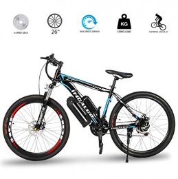 LOO LA Electric Mountain Bike Electric Bike, Electric Bicycle for Adult Aluminum alloy frame, 26 Inch Tire Up To 60km Range, 250w 48v 12sh Removable Large Capacity Battery, 21-speed Front and rear double disc brakes, Black