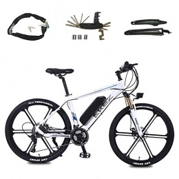 AZUOYI Electric Mountain Bike Electric Bike Electric Mountain Bike 350W Ebike 26'' Electric Bicycle, Adults Ebike with Removable 13Ah Battery, Professional 27 Speed Gears, White, 10Ah35KM