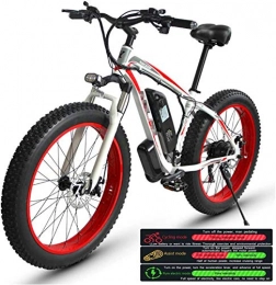 RDJM Electric Mountain Bike Electric Bike Electric Mountain Bike for Adults, Electric Bike Three Working Modes, 26" Fat Tire MTB 21 Speed Gear Commute / Offroad Electric Bicycle for Men Women (Color : Red)