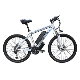 Generic Electric Mountain Bike Electric Bike, SMLRO C6 26 Inch, Mountain / Commute Bike Integrated Wheel, IP54 Waterproof, 500w, With Removable Bigger Battery 48v 16ah Lithium Battery, Shimano 21 Speed E-bike (Blue / white)