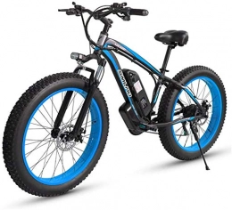 Fangfang Electric Mountain Bike Electric Bikes, 21 Speed 1000W Electric Bicycle 26 4.0 Fat Bike 5 PAS Hydraulic Disc Brake 48V 17.5Ah Removable Lithium Battery Charging, E-Bike (Color : Blue, Size : 1000w15Ah)