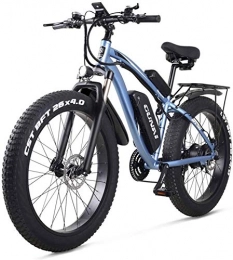 Fangfang Bike Electric Bikes, Adult Electric Off-Road Bikes Fat Bike 26 4.0 Tire E-Bike 1000w 48V Electric Mountain Bike with Rear Seat and Removable Lithium Battery, E-Bike (Color : Blue, Size : 1000W17Ah)