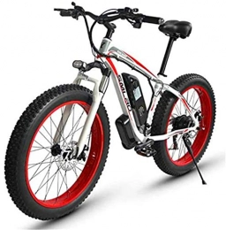 Fangfang Electric Mountain Bike Electric Bikes, Alloy Frame 27-Speed Electric Mountain Bike, Fast Speed 26" Electric Bicycle for Outdoor Cycling Travel Work Out, E-Bike (Color : White red, Size : 48V15AH)