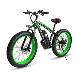Bedroom Electric Mountain Bike Electric Bikes For Adult, 4.0 Fat Tire Bike / 350W 48V Super Power Electric Bikes With Removable Lithium Battery And Battery Charger And Three Working Modes With Rear Seat(Color:Black green)