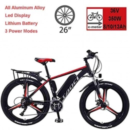 GJNWRQCY Electric Mountain Bike Electric Bikes for Adult, Magnesium Alloy Ebikes Bicycles All Terrain, 26" 36V 350W Removable Lithium-Ion Battery Mountain Ebike, for Mens Outdoor Cycling Travel Work Out And Commuting, Black, 10AH