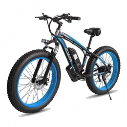 Electric Bikes for Adults Women Men, 26 Inch 4.0 Fat Tires 21 Speed Mountain Snow Sporting Bicycle, 48V 15AH 350W MTB with Battery Lock with IP54 Waterproof,Black Blue
