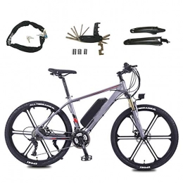 YZT QUEEN Bike Electric Bikes, Men'S Mountain Bike Aluminum Alloy Cycling Bike All Terrain, 26" 36V 350W Removable Lithium Ion Battery Mountain Bike, Suitable for Outdoor Cycling Travel Exercise, Gray, 36V13AH