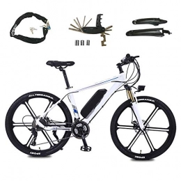 YZT QUEEN Bike Electric Bikes, Men'S Mountain Bike Aluminum Alloy Cycling Bike All Terrain, 26" 36V 350W Removable Lithium Ion Battery Mountain Bike, Suitable for Outdoor Cycling Travel Exercise, White, 36V8AH