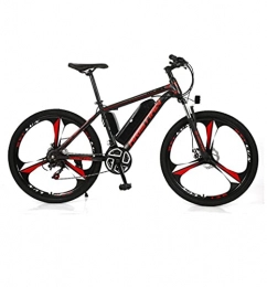 MAYIMY Electric Mountain Bike Electric lithium battery bicycle mountain bike 26'' adult variable speed 21 speed assisted bicycle 36V350W battery detachable integrated wheel with LED lighting(Color:red, Size:10AH)