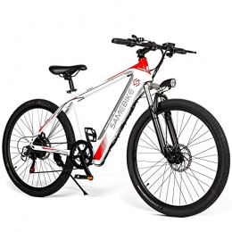 YANGAC Bike Electric Mountain Bike, 26'' E-bike 350W Motor, 48V 8Ah Removable Li-ION Battery, Shimano 21 Speed Transmission Gears Double Disc Brake [EU Warehouse], White