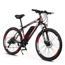 Jieer Electric Mountain Bike Electric Mountain Bike, 26-Inch Hybrid Bicycle / (36V8Ah) 27 Speed 5 Speed Power System Mechanical Disc Brakes Lock Front Fork Shock Absorption, Up to 35KM / H-Black red