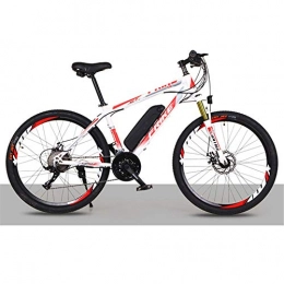 Jieer Electric Mountain Bike Electric Mountain Bike, 26-Inch Hybrid Bicycle / (36V8Ah) 27 Speed 5 Speed Power System Mechanical Disc Brakes Lock Front Fork Shock Absorption, Up to 35KM / H-White red