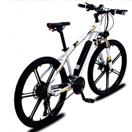 GERUOLA Bike Electric Mountain Bike, 26 Inches Snow Bike Adult, Fat Tire Bicycle E-Bike All Terrain, 10AH Removable Lithium Battery 27 Speed Shifter, 36V350w Motor, Lightweight Aluminum Alloy Frame, White
