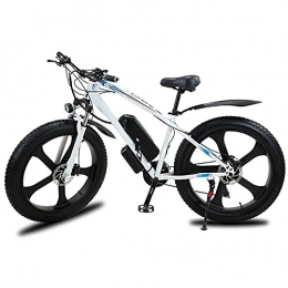 GERUOLA Bike Electric Mountain Bike, 26 Inches Snow Bike for Adult, Fat Tire Bicycle E-Bike All Terrain, Removable Lithium-Ion Battery 21 Speed Shifter, 1000W Powerful Motor Aluminum Alloy Frame, White