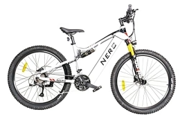 Nero Sports Electric Mountain Bike Electric Mountain Bike eBike 27.5" Aluminium frame 250W E-MTB 48V full Suspension Adult by Nero Sports™ (White)