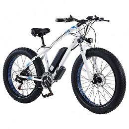 TGHY Electric Mountain Bike Electric Mountain Bike for Adults 26" Fat Tire E-Bike with Pedal Assist 350W Motor 21 Speed Removable 36V Lithium-Ion Battery 30km / h 40 / 55km Range City Commute Bicycle, White, 40KM
