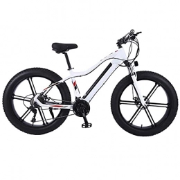 GERUOLA Electric Mountain Bike Electric Mountain Bike, Snowbike, 26 Inches Fat Tire Bicycle E-Bike All Terrain, 48V750w Motor, 36V10AH Removable Lithium Battery, 27 Transmission, for Outdoor Cycling Travel, White 1