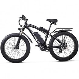 RECORDARME Electric Mountain Bike Electric1000w Mountain Bike, Snow Bike 48v17ah Electric Bicycle 4.0 Fat Tire Bike, for Suitable for Urban Environment and Commuting To and From Get Off Work black