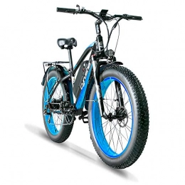 Excy Electric Mountain Bike Excy 26 Inch Wheel All Terrain Fat Electric Bicycle Aluminum Bike 48V 13AH Lithium Battery Snow Bike 7- Speed Oil Cable Brake XF650 (BLUE)