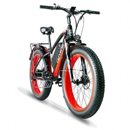 Excy Electric Mountain Bike Excy 26 Inch Wheel All Terrain Fat Electric Bicycle Aluminum Bike 48V 13AH Lithium Battery Snow Bike 7-Speed Oil Cable Brake XF650 (RED)
