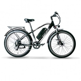 Excy Electric Mountain Bike Excy 26 Inch Wheel All Terrain Fat Electric Bicycle Aluminum Bike 48V 13AH Lithium Battery Snow Bike 7-Speed Oil Cable Brake XF650 (WHITE)
