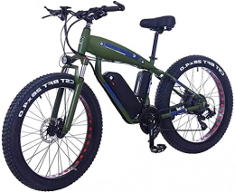 CCLLA Electric Mountain Bike Fat Tire Electric Bicycle 48V 10Ah Lithium Battery with Shock Absorption System 26inch 21speed Adult Snow Mountain E-bikes Disc Brakes (Color : 10Ah, Size : Dark green)