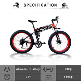 FFBHNB Electric Mountain Bike FFBHNB Electric bicycle, 26" Black red folding design bike power supply 48V350W can be used for snow and mountain cycling, built-in lithium battery