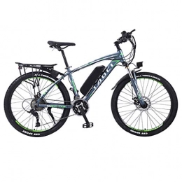 FFF-HAT Electric Mountain Bike FFF-HAT Adult Electric Mountain Bike, 26 27 Speed Portable Lithium Battery Detachable Bicycle, Professional 27 Shiftgreen