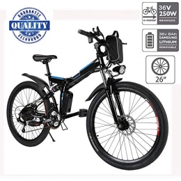 fiugsed Electric Mountain Bike fiugsed 26'' Electric Mountain Bike with Removable Large Capacity Lithium-Ion Battery (36V 250W), Electric Bike 21 Speed Gear and Three Working Modes (26" Black)