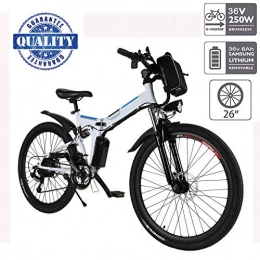 fiugsed Electric Mountain Bike fiugsed 26'' Electric Mountain Bike with Removable Large Capacity Lithium-Ion Battery (36V 250W), Electric Bike 21 Speed Gear and Three Working Modes (26" White)