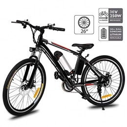 fiugsed Electric Mountain Bike fiugsed 26'' Electric Mountain Bike with Removable Large Capacity Lithium-Ion Battery (36V 250W), Electric Bike 21 Speed Gear and Three Working Modes (Black Style)