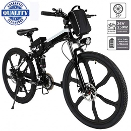 fiugsed Bike fiugsed 26'' Electric Mountain Bike with Removable Large Capacity Lithium-Ion Battery (36V 250W), Electric Bike 21 Speed Gear and Three Working Modes (Upgrade Black)