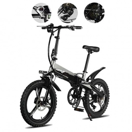 TTW Electric Mountain Bike Foldable Mountain Bikes 48V 250W Adults Aluminum Alloy 7 Speeds Electric Bicycles Double Shock Absorber Bikes with 20inch Tire, Disc Brake and Full Suspension Fork, Gray