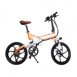 W&TT Bike Folding E-Bike Built-in 48V 250W High Power Battery 7 Speeds Electric Mountain Bike Commuter Bicycle 20 inch with Dual Disc Brakes and LCD 3-speed Smart Meter, White
