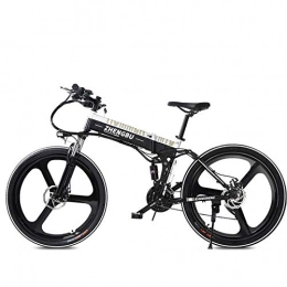 BNMZX Electric Mountain Bike Folding System Mountain Folding Bike City Bike, Man, Woman, Adult Moped, 400W, City Electric Car, 48V / 10ah, High-intensity Double-gas Shock Absorption, Battery Life 90km, White-48V10AH