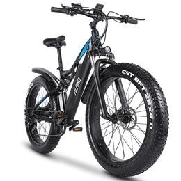 Full suspension Electric Bicycles ，26 * 4.0 inch Fat Tire Electric Bike for adult, Mountain Bike, 48V*17Ah removable Lithium Battery,Dual hydraulic disc brakes