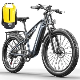 Shengmilo Electric Mountain Bike Full Suspension Electric Bike EMTB-26 inch, Electric Mountain Bike for Adult SHIMANO 7 Speed, 48V17.5AH Li-ion Battery Men's E-Bike with Pedal Fat Tire and Rear Frame