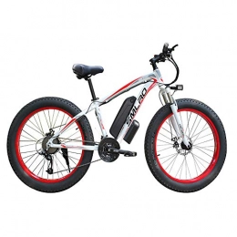 FZYE Electric Mountain Bike FZYE 26 inch Electric Bikes, Fat tire Bikes LCD display control instrument 21 speed Gears Outdoor Cycling Adult, Red