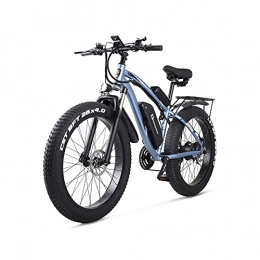 GOUHOME Electric Mountain Bike GOUHOME 26 Inch Road Electric Bike 1000W Mens Mountain Beach Snow Bicycle 48V17Ah Lithium Battery 4.0 Fat Tire E-bike Hydraulic Disc Brake for Adult (Color : Blue, Size : 26 inch)
