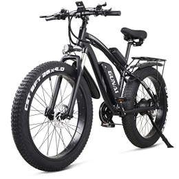GUNAI Electric Mountain Bike GUNAI Electric Bike 48V Off-road Fat 26” 4.0 Tire E-Bike Electric Mountain Bike with Rear Seat（Black）