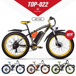 GUOWEI RICH BIT RT-022 48V 17AH 1000W Fat Tire Snow Bicycle Brushless Motor Beach Mountain Ebike (Black-Yellow)