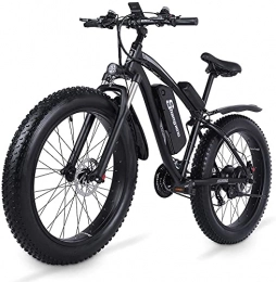 Haowahah Shengmilo 26 Inch MX02S Electric Bike 48V 1000W Motor Snow Electric Bicycle with Shimano 21 Speed Mountain Fat Tire Pedal Assist Lithium Battery Hydraulic Disc Brake (Black, one battery)