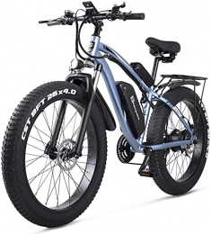 haowahah Electric Mountain Bike Haowahah Shengmilo 26 Inch MX02S Electric Bike 48V 1000W Motor Snow Electric Bicycle with Shimano 21 Speed Mountain Fat Tire Pedal Assist Lithium Battery Hydraulic Disc Brake (Blue, A battery)