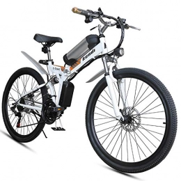 HJ Folding electric bicycle, 26-inch portable electric mountain bike high carbon steel frame double disc brake with front LED light hybrid bicycle 36V / 8AH