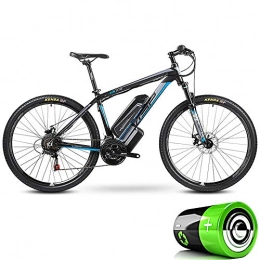 HJHJ Electric Mountain Bike HJHJ Adult electric mountain bike 3 kinds of riding mode 5 electric power assist 24 speed detachable battery (36V10Ah) snow cruiser road motorcycle. Up to 35KM / H, Blue, 26 * 17inch