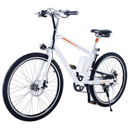 HJHJ Bike HJHJ Electric off-road mountain bike 26-inch electric fat bike with LED front and rear lights men's electric hybrid bicycle / three riding modes, White